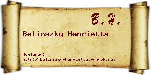 Belinszky Henrietta névjegykártya